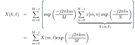 N-1 — )2т km M-1 м- — )2тёn' E [m, n] exp ( en X (k, €) |exp Σ т-0 м п-0 X(т,0) - )2лkm I X(m, 0)ехp (