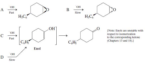 OH OH A B Fast Slow H;C H;C [Note: Enols are unstable with respect to isomerization to the corresponding ketone (Chapters 13 and 18).] [HO OH Fast C,H C,H Enol OH Slow