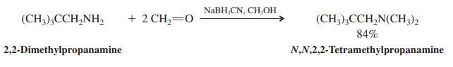 NABH,CN, CH,OH (CH3),CCH,NH, + 2 CH,=0 (CH3),CCH,N(CH;), 84% 2,2-Dimethylpropanamine N,N,2,2-Tetramethylpropanamine