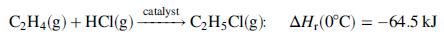 catalyst C,H4(g) + HCl(g) C,H5CI(g): AH,(0°C) = -64.5 kJ