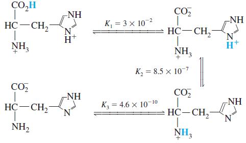 CO,H -NH CO, -NH HC-CH, K, = 3 x 102 HC-CH, NH, NH, к, 3 8.5 х 10-7 CO, -NH CO NH HC-CH2 К, 3 4.6 х 10 10 HC-CH, N. NH2 NH3