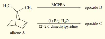 H;C МСРВА CH3 ерохide B (1) Brz, H-О epoxide C (2) 2,6-dimethylpyridine alkene A