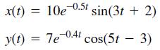 x(t) 10e 0.5t -0.51 sin(3t + 2) y(t) = Te 04 cos(5t - 3) -0.4t