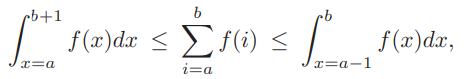 cb+1 b f(x)dx < f (x)dx, r=a r=a-1 2=a