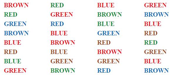 BROWN RED BLUE GREEN RED GREEN BROWN BROWN GREEN RED BLUE BLUE BROWN BLUE GREEN RED BLUE BROWN RED RED RED BLUE BROWN GREEN BLUE GREEN GREEN BLUE GREEN BROWN RED BROWN