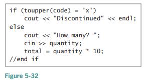 if (toupper(code) = 'x') cout > quantity; total = quantity 10; //end if Figure 5-32