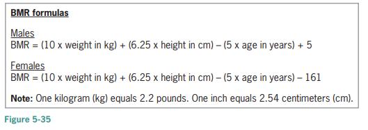 BMR formulas Males BMR = (10 x weight in kg) + (6.25 x height in cm) – (5 x age in years) + 5 Females BMR = (10 x weight in kg) + (6.25 x height in cm) – (5 x age in years) – 161 Note: One kilogram (kg)