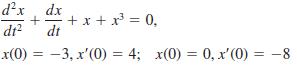 d²x, dx + x + x = 0, dt di? x(0) = -3, x'(0) = 4; x(0) = 0, x'(0) = -8