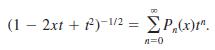 (1 – 2xt + f)-/2 = EP,(x)r