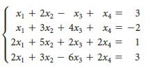 X1 + 2x2 X1 + 3x2 + 4x3 + X4 = 2x1 + 5x2 + 2x3 + 2x4 : X3 + X4 = 3 -2 1 %3D 2x1 + 3x2 6x3 + 2x4 3.