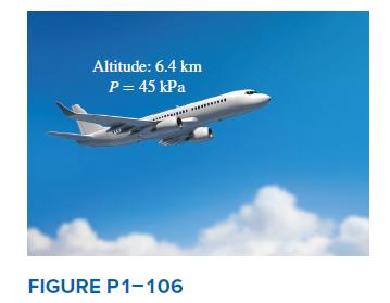Altitude: 6.4 km P= 45 kPa FIGURE P1-106
