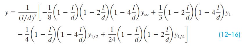 1 1 8. y = Yoo + y1 | (1/d) 1 1 24 |Y1/4 (12-16) 4