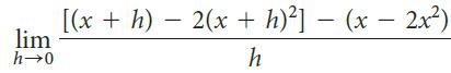 [(x + h) – 2(x + h)*] – (x – 2x²) lim h 0 | h