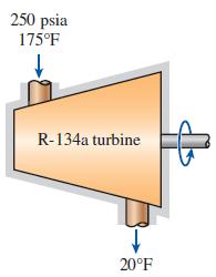 250 psia 175°F R-134a turbine 20°F