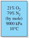 21% O2 79% N2 (by mole) 9000 kPa 10°C