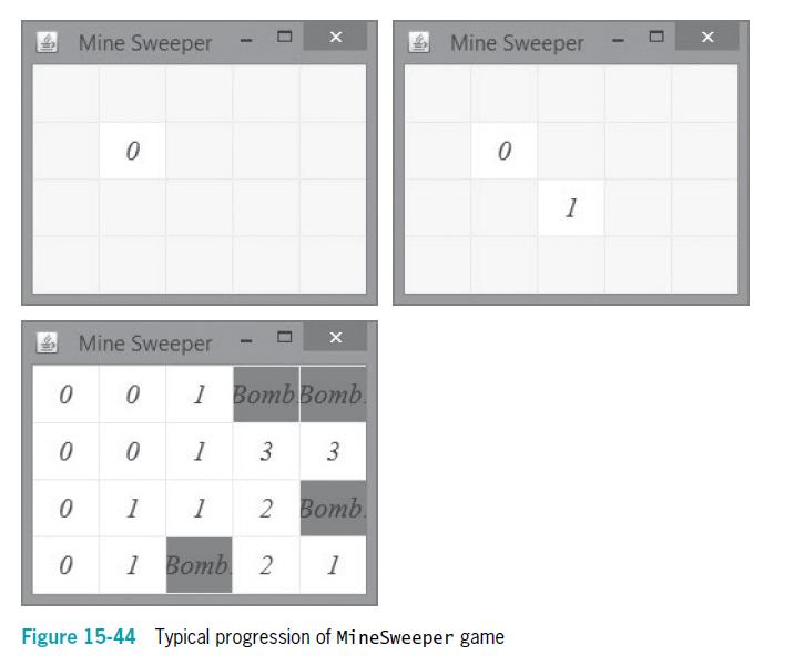 Mine Sweeper Mine Sweeper 1 Mine Sweeper 1 Bomb Bomb 3 3 1 2 Bomb. 1 1 Bomb 2 Figure 15-44 Typical progression of MineSweeper game 3.