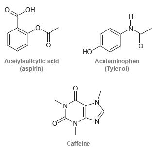 HO HO Acetylsalicylic acid (aspirin) Acetaminophen (Tylenol) N. Caffeine HIN