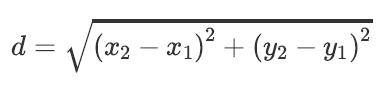 d = (x2 – 21)² + (y2 – Y1)?