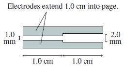 Electrodes extend 1.0 cm into page. 2.0 1.0 mm mm 1.0 cm 1.0 cm