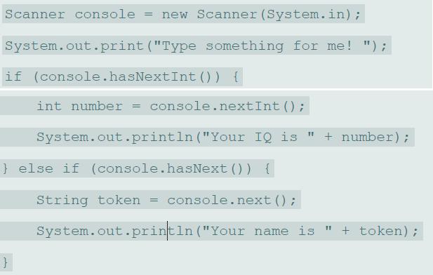 Scanner console new Scanner (System.in); !! System.out..print (