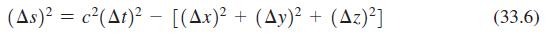 (As)? = c²(At)? – [(Ax)? + (Ay)? + (Az)*] (33.6)