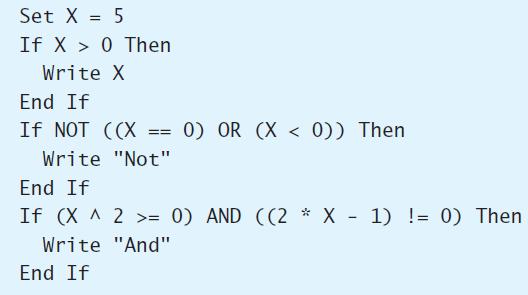 Set X = 5 If X > 0 Then Write X End If If NOT ((X 0) OR (X < 0)) Then =D3D Write 