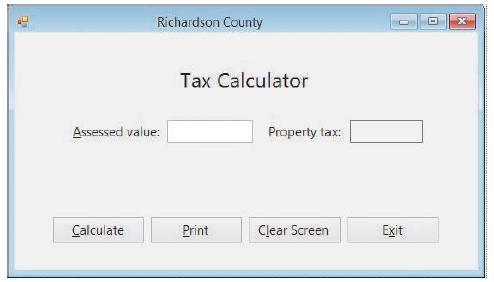 Richardson County Tax Calculator Assessed value: Property tax: Calculate Print Clear Screen Exit