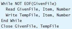 While NOT EOF(GivenFile) Read GivenFile, Item, Number Write TempFile, Item, Number End While Close GivenFile, TempFile