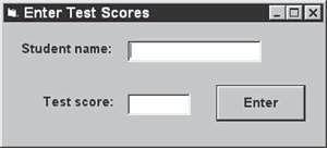 Enter Test Scores Student name: Test score: Enter