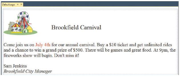 Defeult.aspx x Brookfield Carnival Come join us on July 4th for our annual carnival. Buy a $10 ticket and get unlimited rides and a chance to win a grand prize of $500. There will be games and great food. At 9pm, the fireworks show will begin. Don't miss it! Sam