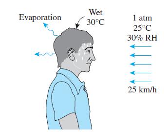 Evaporation Wet 30C 1 atm 25C 30% RH 25 km/h