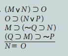 - (MvN) JO 0 (NvP) MD (~QON) (QM) ~P N = O