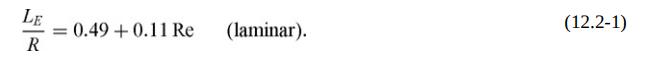 LE R = 0.49+0.11 Re (laminar). (12.2-1)
