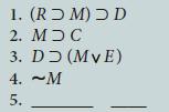1. (ROM) D 2. MDC 3. D (MVE) 4. ~M 5.