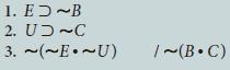 1. ED 2. UD 3. ~(~E~U) B C /~(B.C)