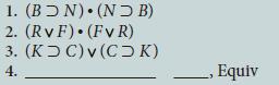 1. (BN) (NB) 2. (RvF) (FvR) 3. (KC) v (CK) 4. , Equiv