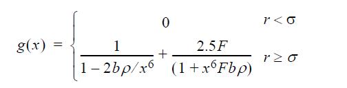 g(x) = 0 1 2.5F 1-2bp/16 (1+x6Fbp) +  <  >G