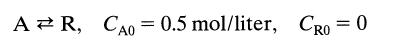 AR, CAO = 0.5 mol/liter, CRO = 0