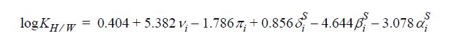 logKH/w = 0.404+ 5.382 v - 1.786z;+0.856-4.6448-3.078 a