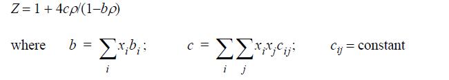 Z=1 + 4cp/(1-bp) where b = C =  Cij = constant