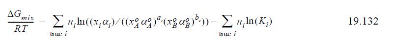 AG, mix RT = n, ln((x,a;)/((xag (xga))) - n, ln (K;) true i true i 19.132