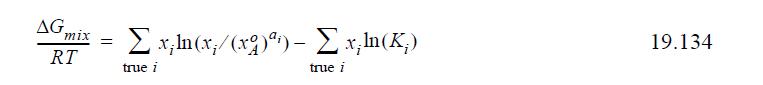 AG mix RT =  xln (x/(x)) -  x,ln(K;) true i true i 19.134