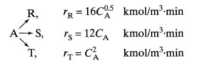 R, A-S, T, TR = 16C0.5 kmol/m.min A rs 12CA = T = C kmol/m.min kmol/m.min