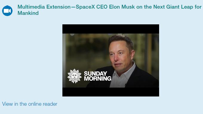 Multimedia Extension-SpaceX CEO Elon Musk on the Next Giant Leap for Mankind View in the online reader SUNDAY