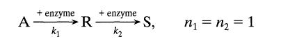 A + enzyme k + enzyme k R- -S, n = m = 1