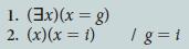 1. (3x)(x = g) 2. (x)(x = 1) /g=1
