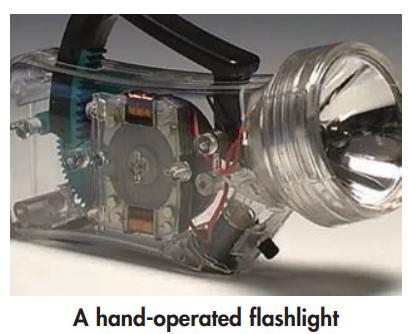 A hand-operated flashlight