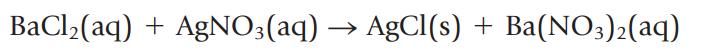 BaCl(aq) + AgNO3(aq)  AgCl(s) + Ba(NO3)2(aq)