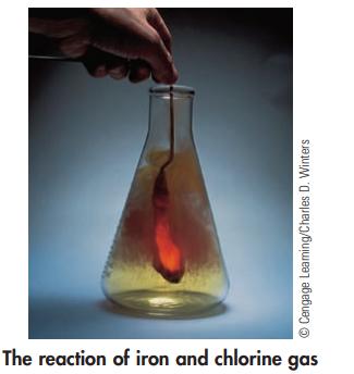 Cengage Leaming/Charles D. Winters The reaction of iron and chlorine gas