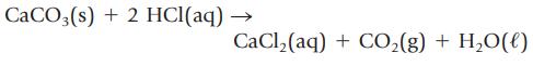 CaCO3(s) + 2 HCl(aq)  CaCl(aq) + CO(g) + HO(l)